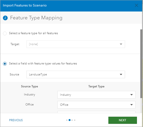 Feature type mapping in Scenario Importer